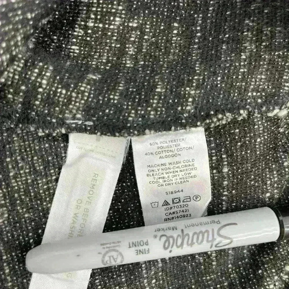 Ann Taylor LOFT Medium Pull On‎ Mini Skirt Black Ivory Front Side Pockets Ribbon - Picture 6 of 7